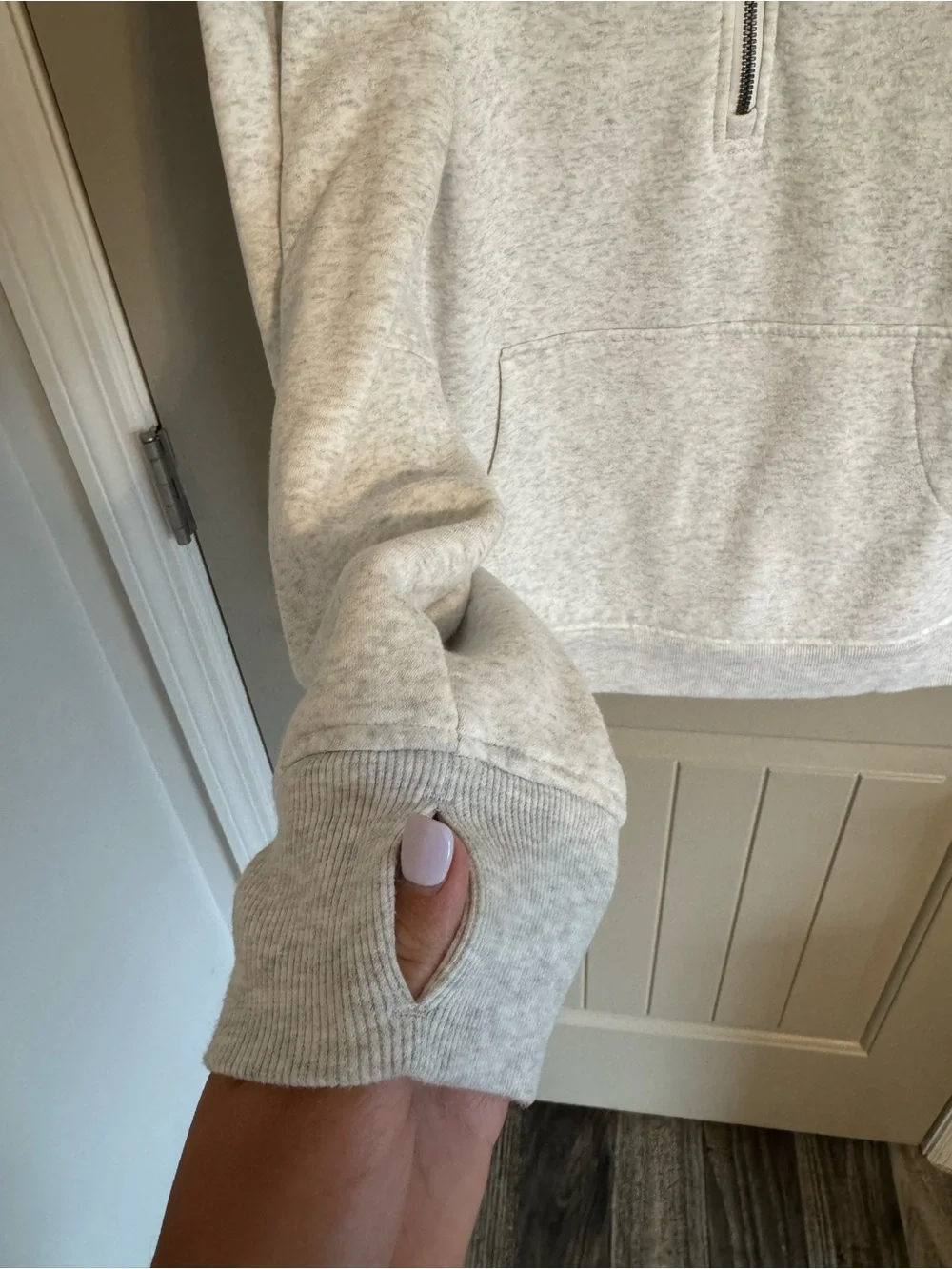Danskin Light Gray Quarter-Zip Pullover Sweater
